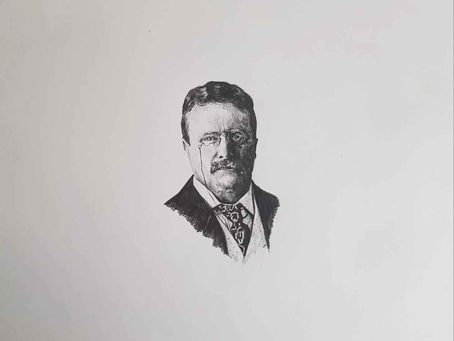 A graphite portrait of Theodore Roosevelt